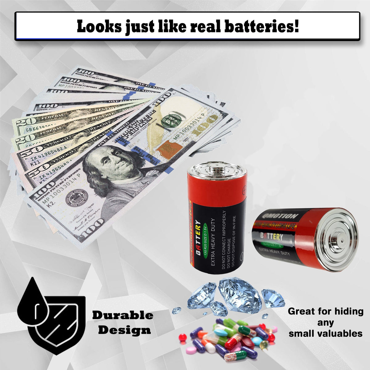 Fake Battery Diversion safes (2 Pack) - Realistic and Cool hidden safes to protect valuables