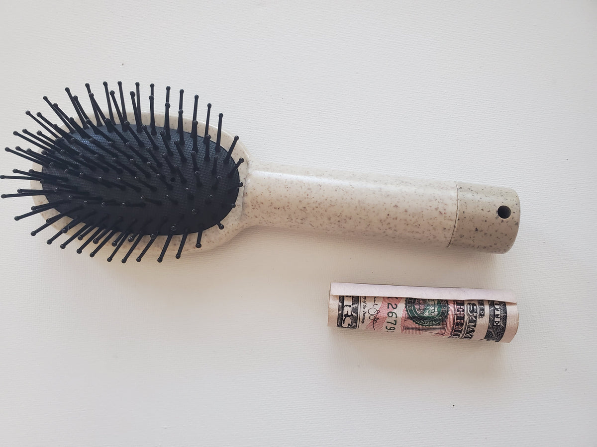 Tan Hair Brush Diversion Safe - Secret compartment to hide your valuables