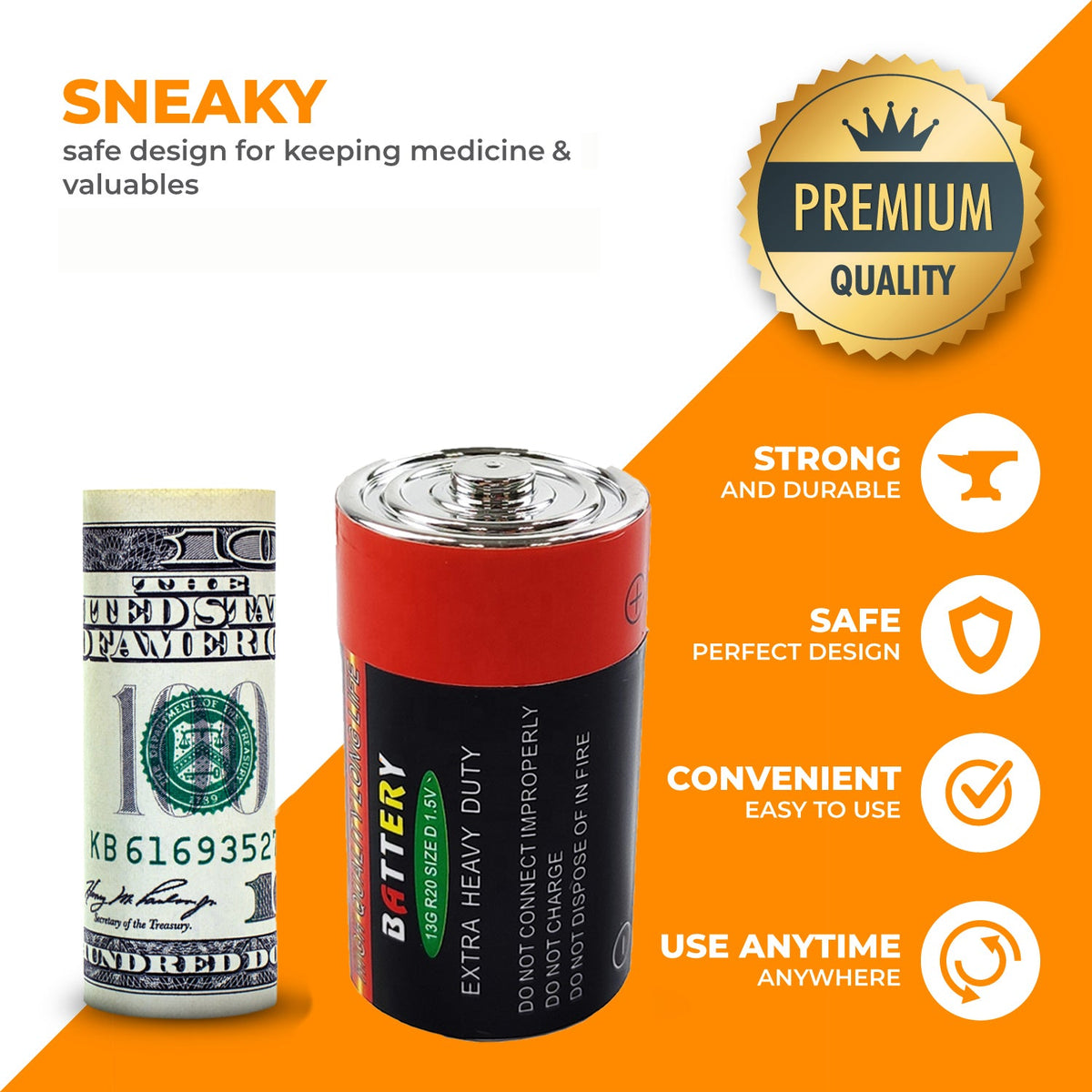 Fake Battery Diversion safes (2 Pack) - Realistic and Cool hidden safes to protect valuables