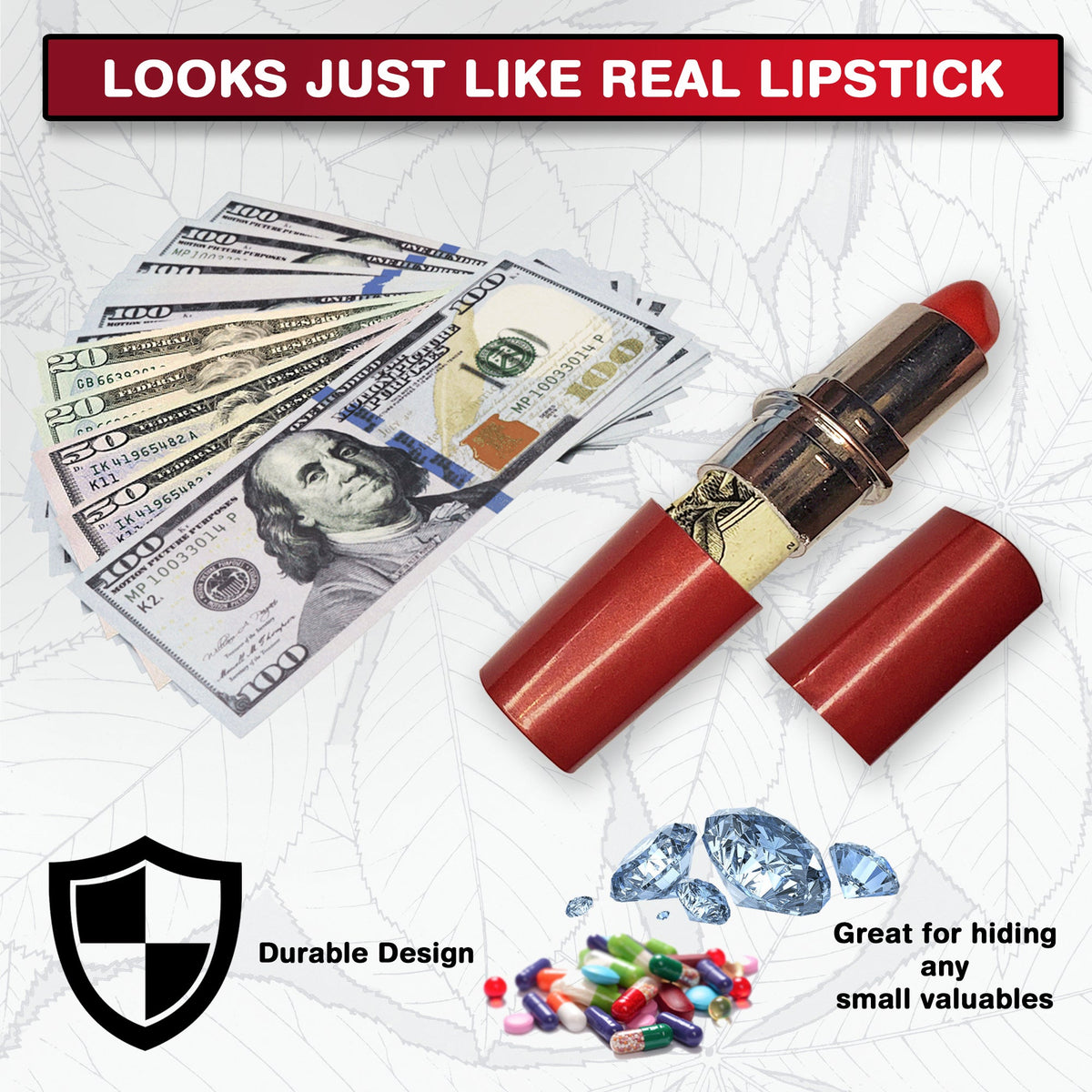 Fake Lipstick Diversion Safe - Concealed Compartment for Stealthy Storage of Valuables