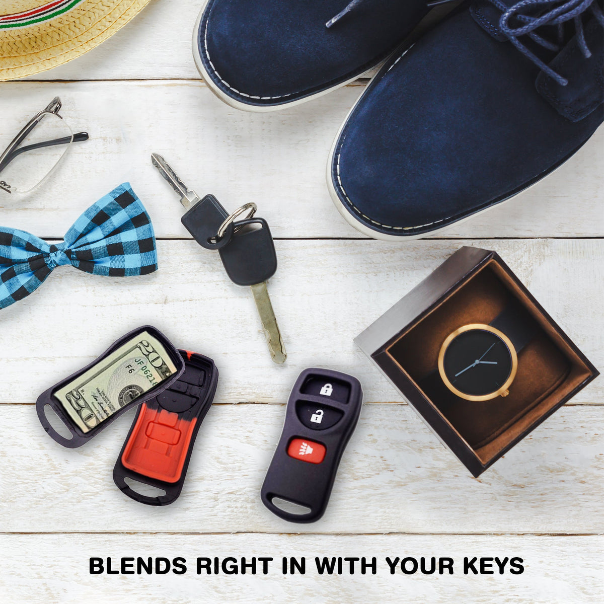 Fake Car Key Remote Diversion Safe (2 pack)  - Discreet car stash compartment ideas of Car Remote key with Secret Stash chamber