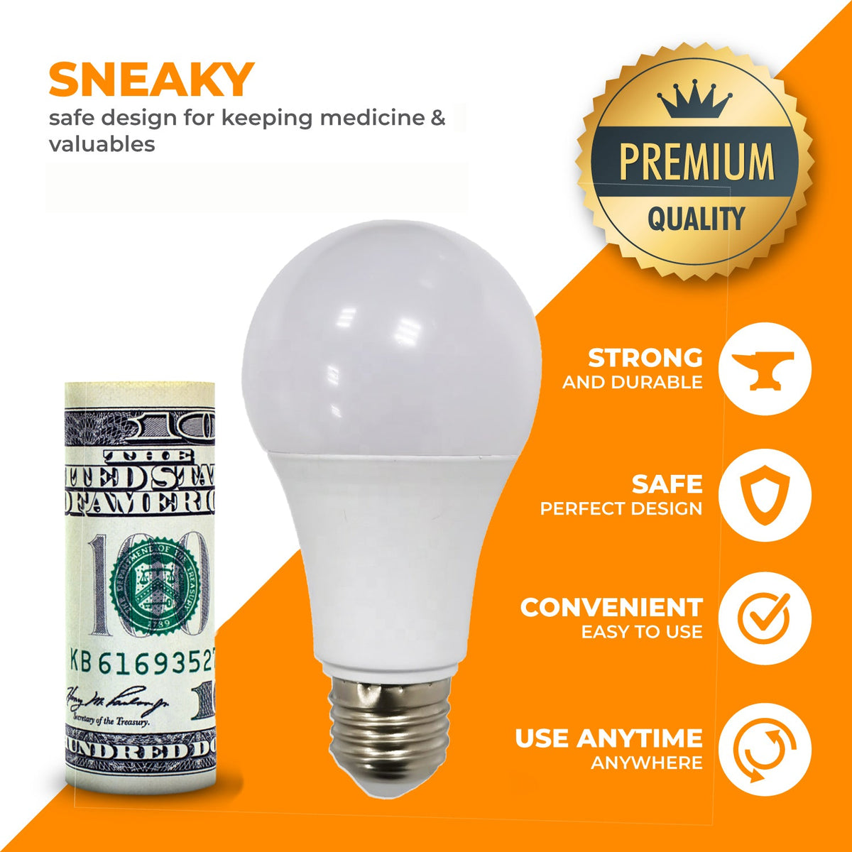 Realistic Lightbulb Diversion Safe - Discreet house hidden safe ideas to hide your money or jewelry in Secret compartments
