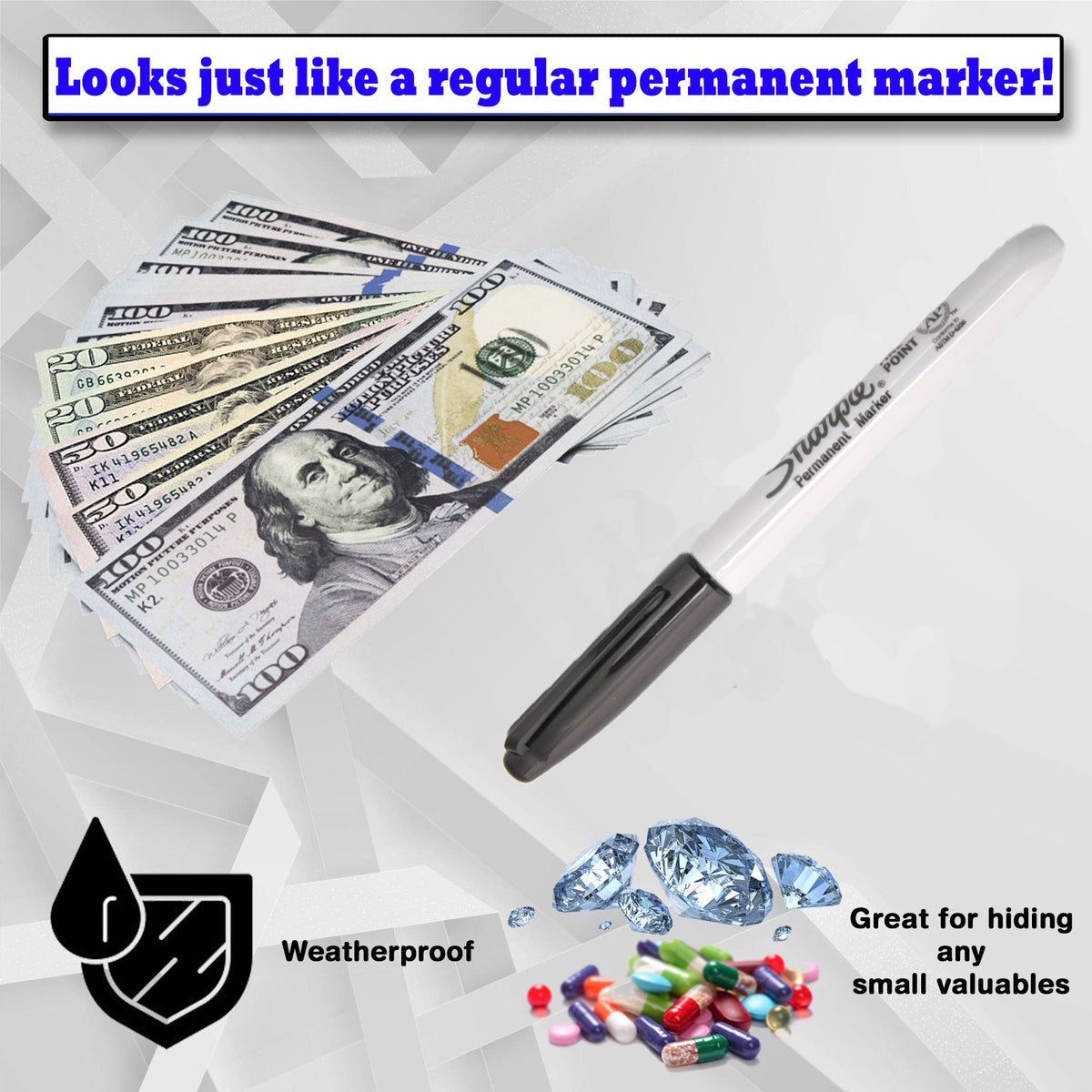 Fake Pen Diversion Safe - Realistic Pen with Secret Compartments to Stash Valuable Items