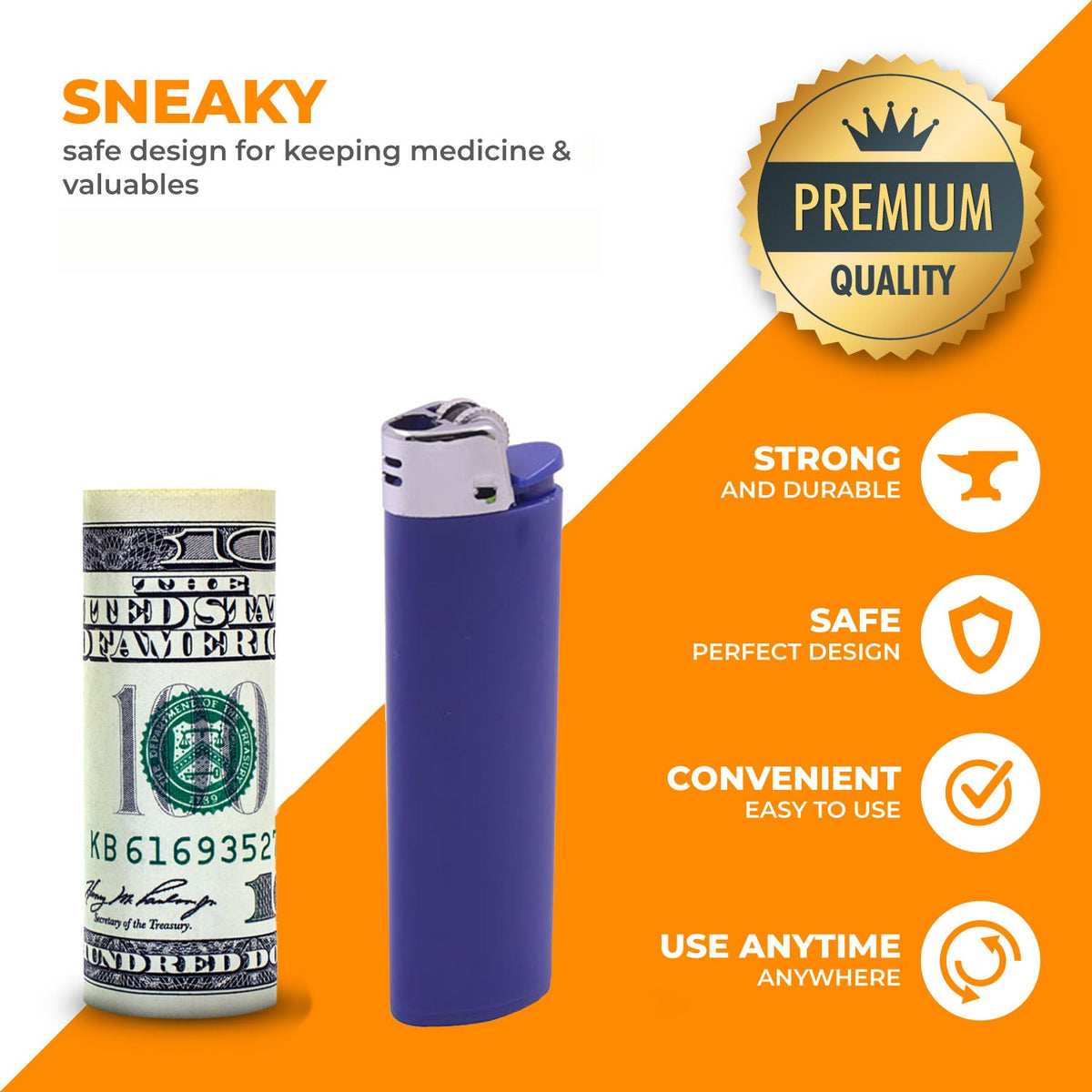 Fake Lighter Diversion Safe - Secret Compartment To Stash Valuables In Lighter