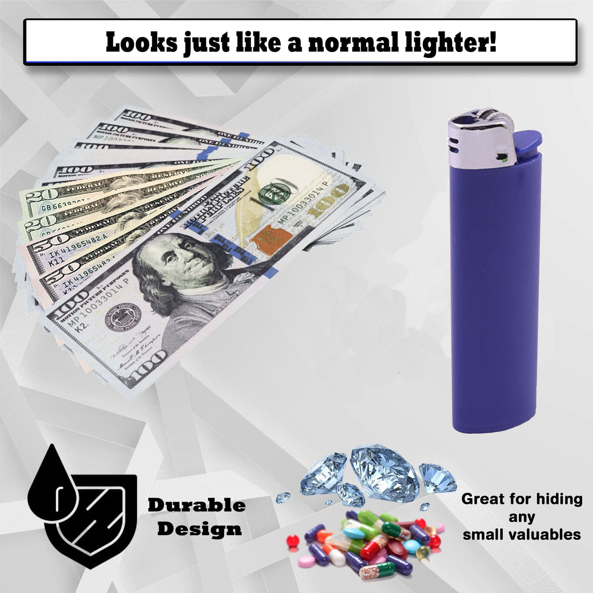 Fake Lighter Diversion Safe - Secret Compartment To Stash Valuables In Lighter